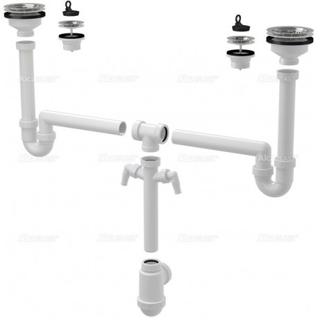 Alcaplast Syfon zlew II komorowy UNIWERSALNY  A8000