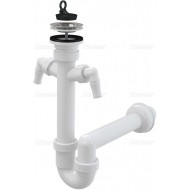 Alcaplast Syfon zlewu rurowy dwa podłączenia sitko nierdzewne Ø70 A820 Ø40