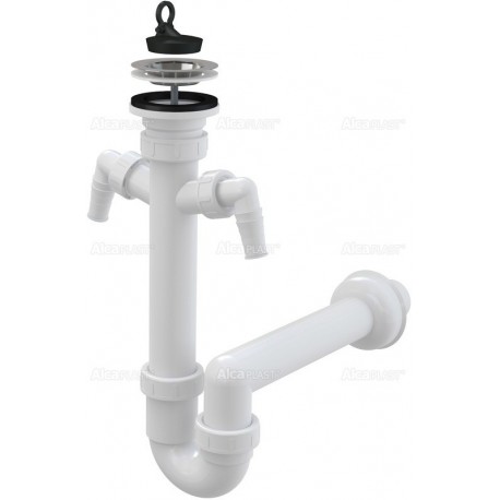 Alcaplast Syfon zlewu rurowy dwa podłączenia sitko nierdzewne Ø70 A820 Ø40