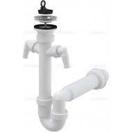 Alcaplast Syfon zlewu rurowy dwa podłączenia sitko nierdzewne Ø70 A820 Ø50