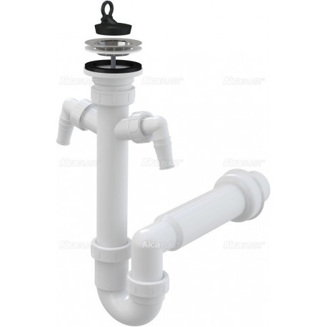 Alcaplast Syfon zlewu rurowy dwa podłączenia sitko nierdzewne Ø70 A820 Ø50