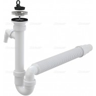 Alcaplast Syfon zlewu rurowy dwa przyłączem, z elastyczna rura i nierdzewnym sitkiem Ø70 A830 Ø50/40