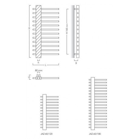 Grzejnik łazienkowy Instal Projekt Jazz z ekranem-lustro 600x1780 JAZ-60/180EL01
