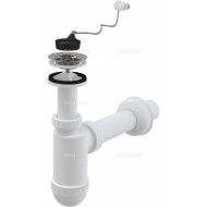 Alcaplast Syfon umywalkowy Ø40 z przyłączem i nierdzewnym sitkiem Ø63, łańcuszek A41R