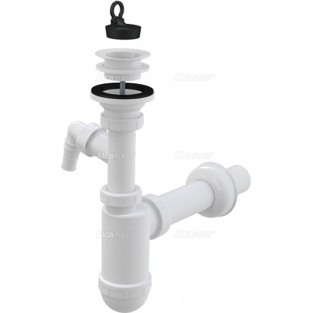 Alcaplast Syfon umywalkowy Ø40 z przyłączem i plastikowym sitkiem Ø63 A42P