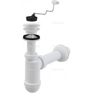 Alcaplast Syfon umywalkowy Ø40 z przyłączem i plastikowym sitkiem Ø63, łańcuszek A42R