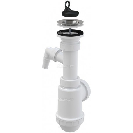 Alcaplast Syfon zlewozmywaka z podłączeniem pralki sitko nierdzewne Ø70 A441P Ø50/40