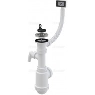 Alcaplast Syfon zlewozmywaka z przelewem i z podłączeniem pralki sitko plastikowe Ø70 A444P Ø50/40