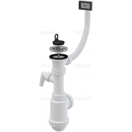 Alcaplast Syfon zlewozmywaka z przelewem i z podłączeniem pralki sitko plastikowe Ø70 A444P Ø50/40