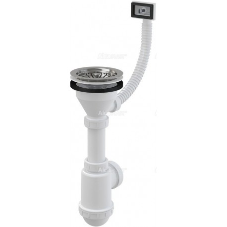 Alcaplast Syfon zlewozmywaka z przelewem sitko nierdzewne Ø115  A447 Ø50/40