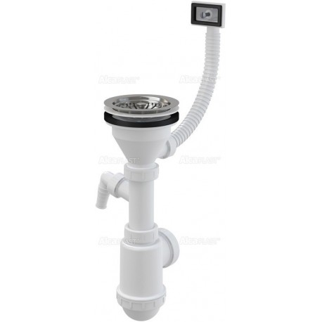 Alcaplast Syfon zlewozmywaka z przelewem i podłączeniem pralki sitko nierdzewne Ø115  A447P Ø50/40