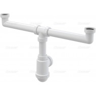 Alcaplast Półsyfon butelkowy zlewozmywaka podwojny z nakrętkami 6/4" A448 Ø50/40