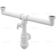 Alcaplast Półsyfon butelkowy zlewozmywaka podwojny z nakrętkami 6/4" i przyłączem A448P Ø50/40