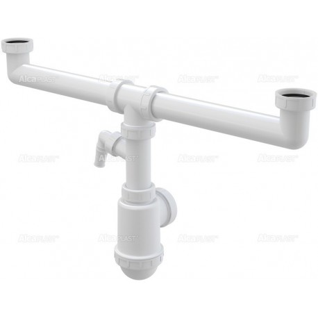 Alcaplast Półsyfon butelkowy zlewozmywaka podwojny z nakrętkami 6/4" i przyłączem A448P Ø50/40