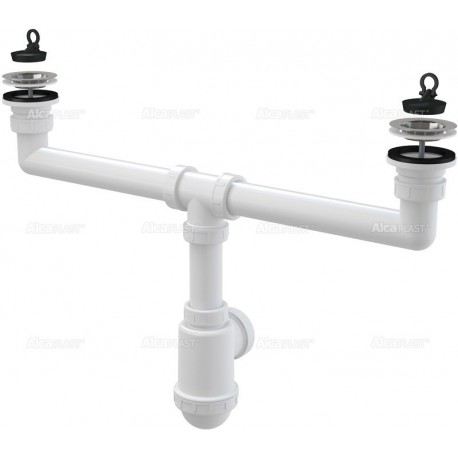 Alcaplast Syfon zlewu dwukomorowego sitka nierdzewne Ø70 A449 Ø50/40