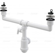 Alcaplast Syfon zlewu dwukomorowego z podłączeniem pralki sitka nierdzewne Ø70 A449P Ø50/40