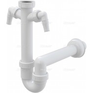 Alcaplast Pólsyfon zlewozmywaka rurowy z nakrętka 6/4" z dwoma przyłączami A82 Ø40