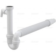 Alcaplast Półsyfon zlewozmywaka rurowy z nakrętka 6/4", z przyłączem i elastyczną rurą A83 Ø50/40
