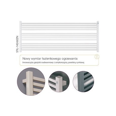 Grzejnik łazienkowy Instal Projekt Stick Level 1400x555 STIL-140/60ZN