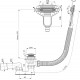 Alcaplast Syfon wannowy, korek CLIK/CLAK z wyjmowanym odpływem i z płaskim przelewem, chrom (długość 120 cm), A516CKM-120