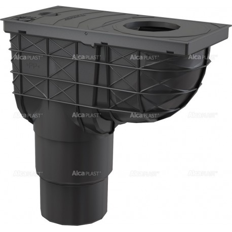 Alcaplast Wpust deszczowy uniwersalny 300×155/125/110 mm, dolny, czarny, AGV4