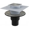 Alcaplast Kratka ściekowa 105x105/50/75 mm, odpływ pionowy, kratka i kołnierz nierdzewny, syfon mokro-suchy, APV4344
