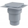 Alcaplast Kratka ściekowa 150x150/110 mm, odpływ pionowy, kratka szara, dwa poziomy izolacji, syfon mokry, APV11